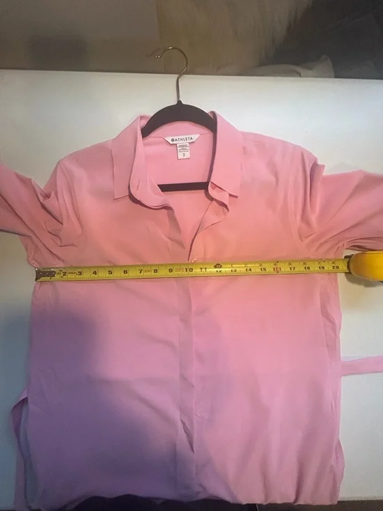 Athleta Urbanite Pink Shirt Dress Long Sleeve Midi Size Small Summer Athleisure - Picture 13 of 13